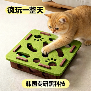 小猫咪玩具自嗨解闷神器猫咪益智迷宫掏洞毛毡盒子逗猫铃铛球批发