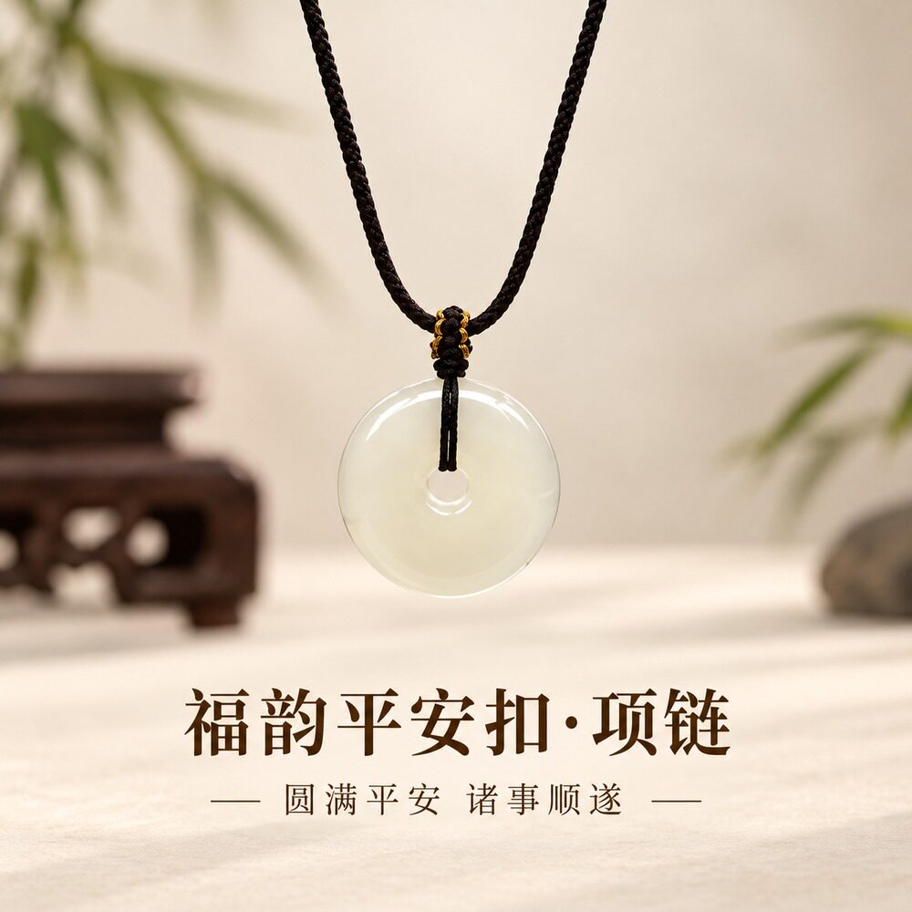 白月光冰种玉髓玛瑙平安扣玉石吊坠项链送礼物新中式饰品配饰