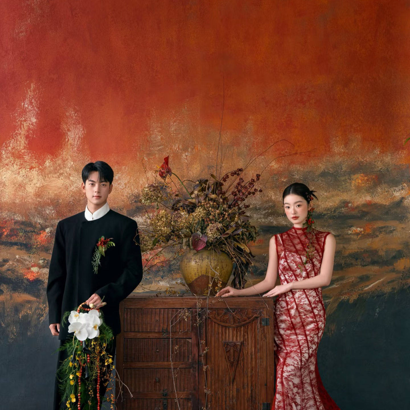 新款影楼肌理手绘背景纯手工绘画精品婚纱画艺背景布 拍照 摄影布
