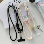 原创高级好看黑色手机挂绳斜挎可背垫片手机链斜背可调节防盗挂链