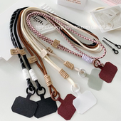 黑色卡其色棕色尼龙手机挂绳长款 斜挎可背户外防丢手机链垫片挂件