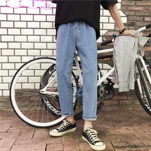 2021春季新款韩版潮流男士牛仔裤港风直筒九分裤男601-1-k901-P35图片
