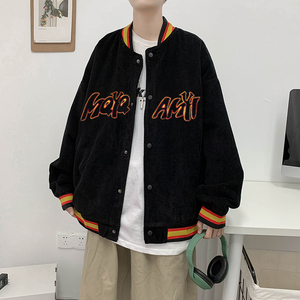 春秋灯芯绒棒球服男装外套潮流ins韩版潮牌百搭夹克~jk33-p55图片