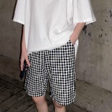 2021夏款爆款推荐`格子短裤男女情侣休闲五分裤夏季直筒KZ30-p28，男装休闲裤，星座601-1