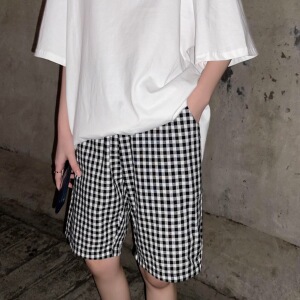 2021夏款爆款推荐`格子短裤男女情侣休闲五分裤夏季直筒KZ30-p28图片