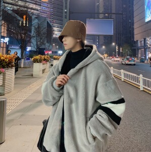 情侣棉衣男潮冬季加绒加厚纯色羊羔毛外套胖子保暖冬装棉服男图片