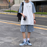 运动套装男休闲潮牌短袖短裤一套网红两件套-TZ4497-p40，男装休闲套装，星座601-1
