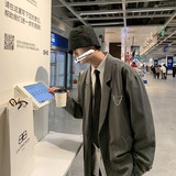 高级感西装设计感翻领小西装外套男潮黑色落肩西服-Q479-p55，男装西服，星座601-1