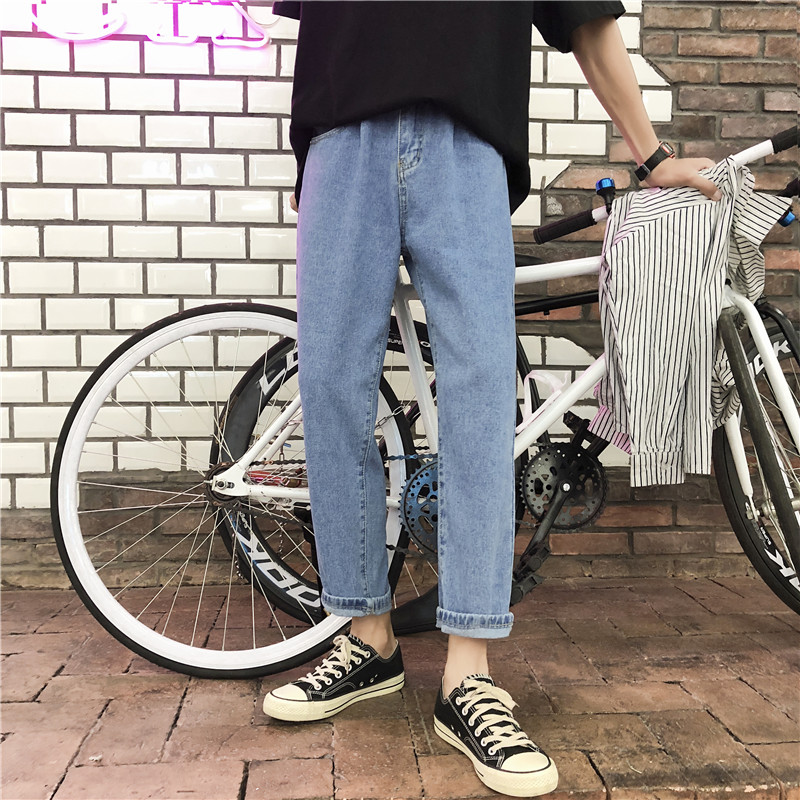 2021春秋~新款韩版潮流男女士牛仔裤港风直筒九分裤男-k901-P35,男装牛仔裤,星座601-1