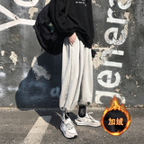 2021新款加绒休闲长裤男束脚直筒阔腿灯笼裤男潮流裤子加绒p35，男装休闲裤，星座601-1