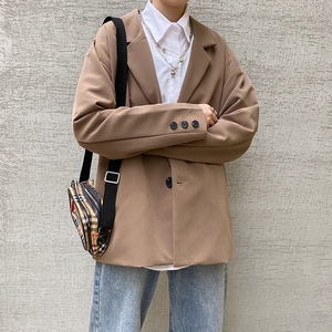 2021秋季新款西装男宽松百搭休闲外套潮流帅气韩版宽松西服图片