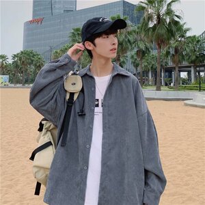 春款纯棉灯芯绒衬衫男长袖衬衣上衣外套男士休闲-CS518-p35图片