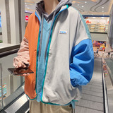 2021秋季拼色两面穿外套男运动韩版宽松潮流开衫夹克，男装夹克，星座601-1