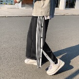 排扣裤子男运动纽扣休闲长裤宽松侧排扣阔腿裤cba韩版潮流篮球裤，男装休闲裤，星座601-1