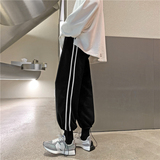侧边织带条纹小脚弹力长裤高级休闲裤男女百搭601-1-k319-p35，男装休闲裤，星座601-1