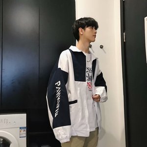 20/秋ins超火的夹克撞色风衣薄款工装拼色外套拼色601-1-W115-p55图片