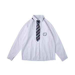 送领带`原创刺绣长袖jk衬衫男dk制服情侣学院风白衬衣班服图片