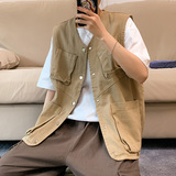 2021新款韩版ins日系工装马甲外穿背心宽松无袖马夹外套女潮，男装背心/马甲，星座601-1