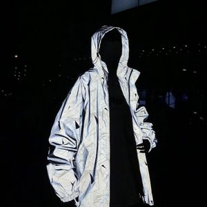 网红连帽夹克男春秋宽松休闲百搭潮帅气上衣个性ins反光外套图片