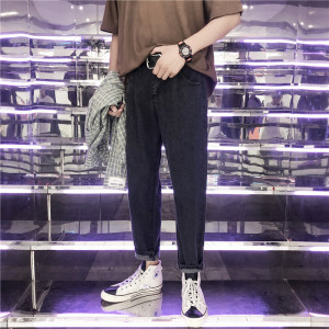 2021春秋~新款韩版潮流男女士牛仔裤港风直筒九分裤男-k901-P35图片
