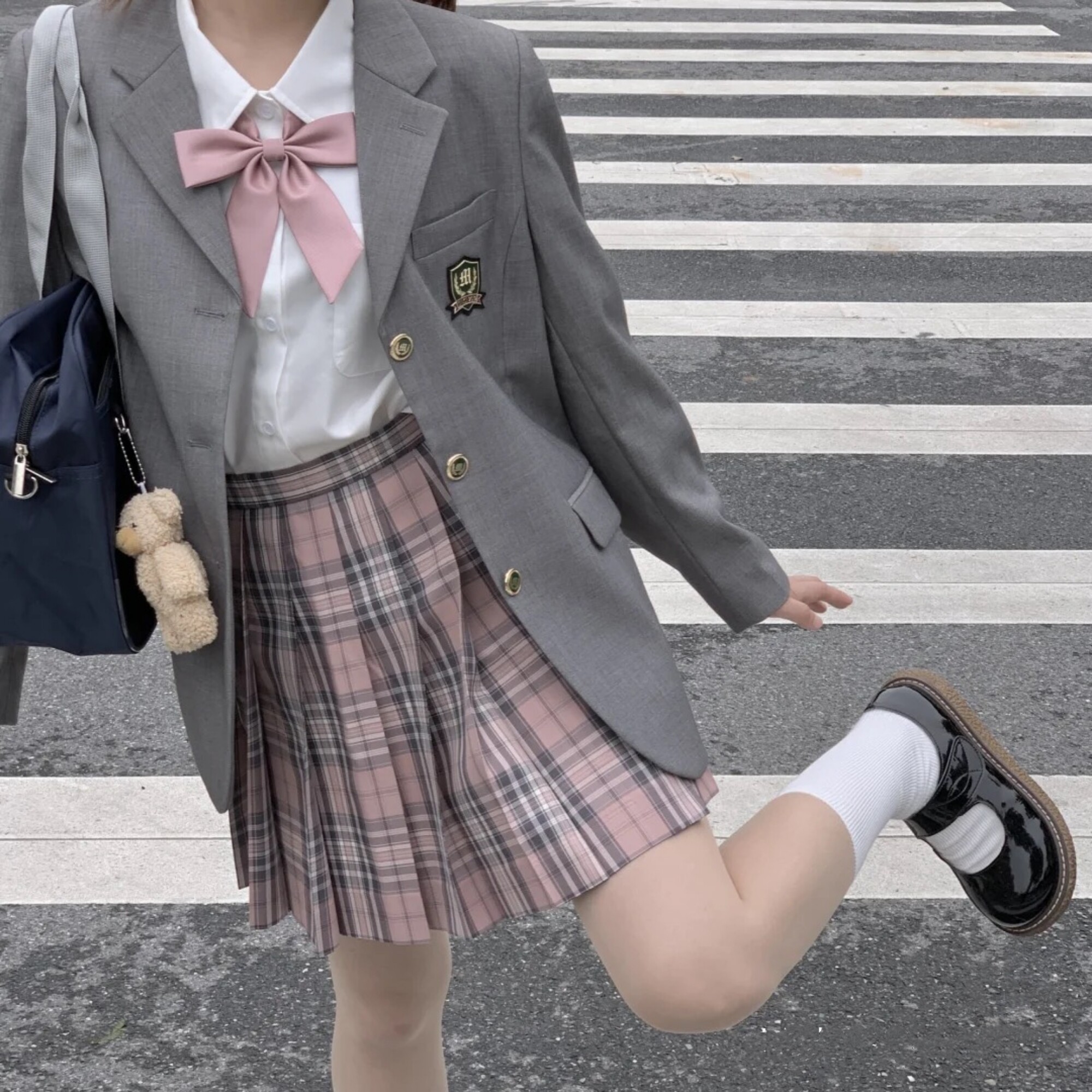 情人节限定JK制服裙女夏季正版本佐中西服灰色灰西JK外套套装全套