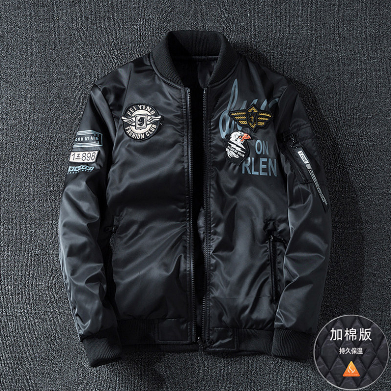 秋冬季户外军迷男女飞行员夹克加棉加厚保暖潮流时尚双面休闲外套