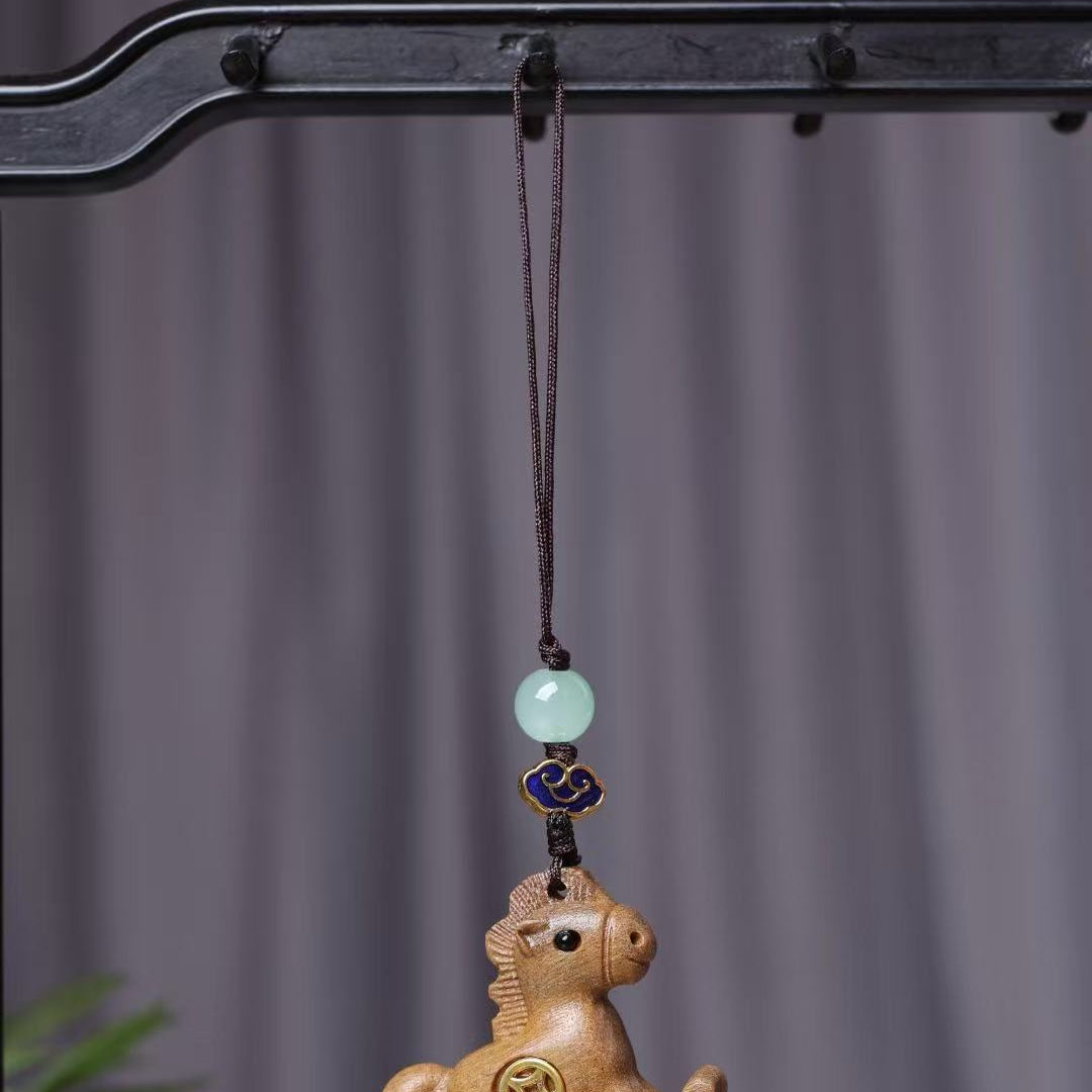 绿檀摇摇马钥匙扣挂件
