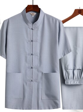 2021年夏季短袖唐装休闲爷爷老人