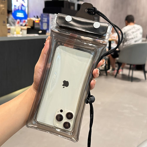 跨境三条密封手机防水袋可触屏游泳气囊漂流挂脖防水手机套透明