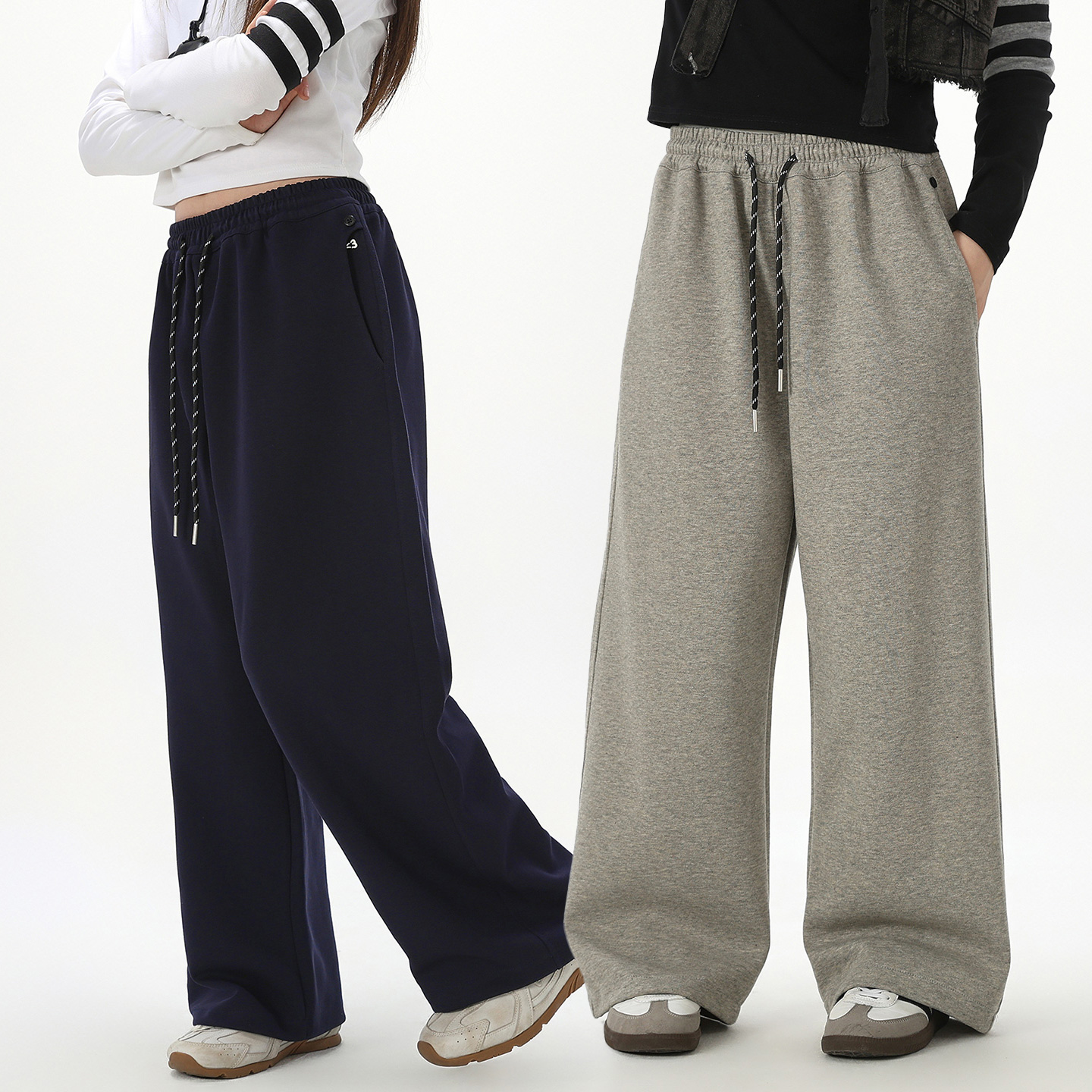 女童微胖运动裤春秋装加肥加大码宽松卫裤直筒阔腿裤初中女学生裤