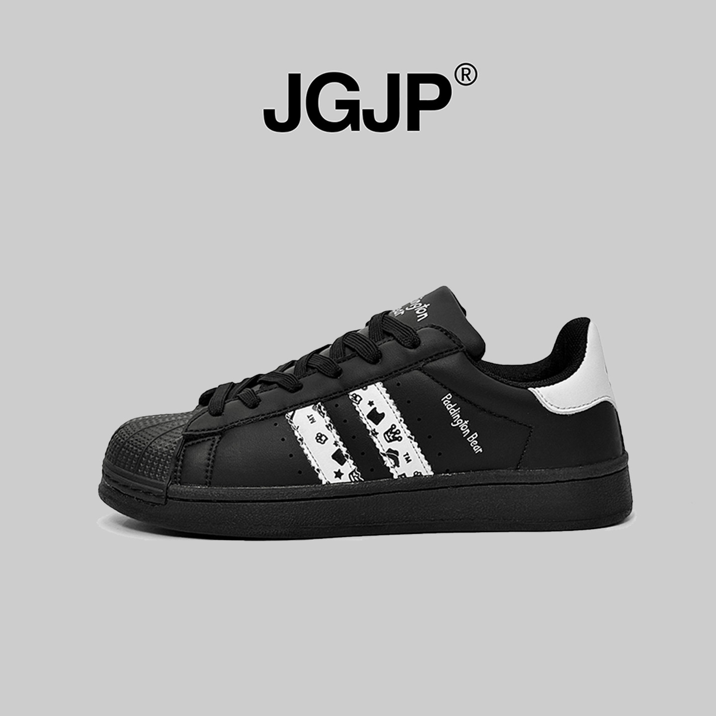 JGJP小众设计板鞋男女情侣款厚底增高国潮百搭黑色休闲运动贝壳鞋