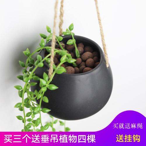 多肉植物吊兰花盆 垂吊陶瓷花盆壁挂盆悬挂吊盆挂盆垂吊创意盆 鲜花速递/花卉仿真/绿植园艺 花盆 原图主图