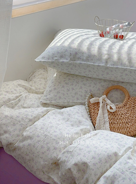 紫色碎花~全棉双层纱A类纯棉床上用品单双人亲肤柔软三四件套定制