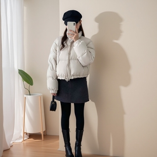 咖色短裙女秋冬新款外穿打底小个子a字深灰色毛呢半身裙修身显瘦