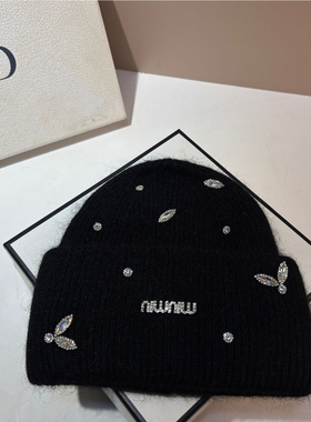 显脸小冬季滑雪兔毛护耳针织帽女