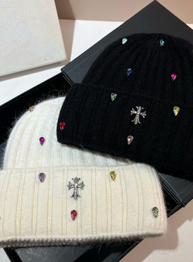 毛线帽针织滑雪保暖冷帽显脸小