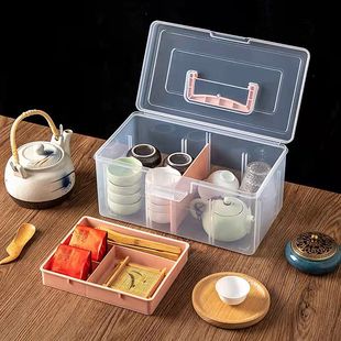 户外茶具收纳盒防尘家用旅行多功能多层手提桌面功夫装茶具整理箱