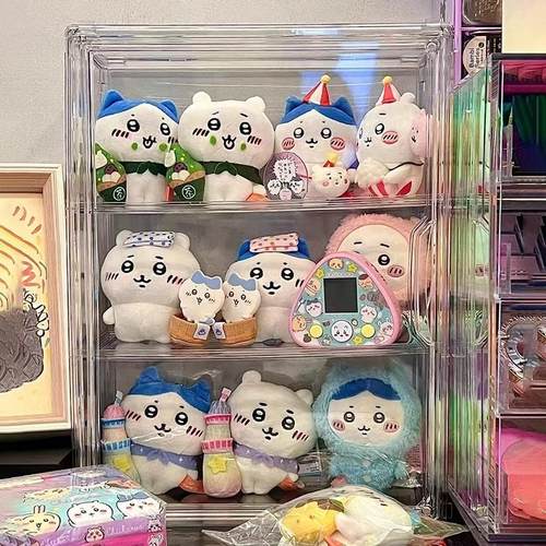 chiikawa乌萨奇公仔收纳盒棉花娃娃玩偶吉伊卡哇展示柜透明展示架