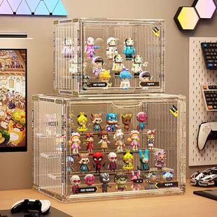 盲盒收纳展示盒防尘泡泡玛特透明亚克力阶梯展示架手办摆件展示柜