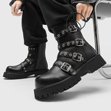 A258-QL1116-P128暗黑个性增高马丁靴时尚英伦风时装靴设计感男靴，男鞋马丁靴，电商A258