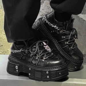 A258-QL35101-P165老爹鞋设计炸街男鞋小众朋克金属摇滚低帮皮鞋，男鞋休闲鞋，电商A258