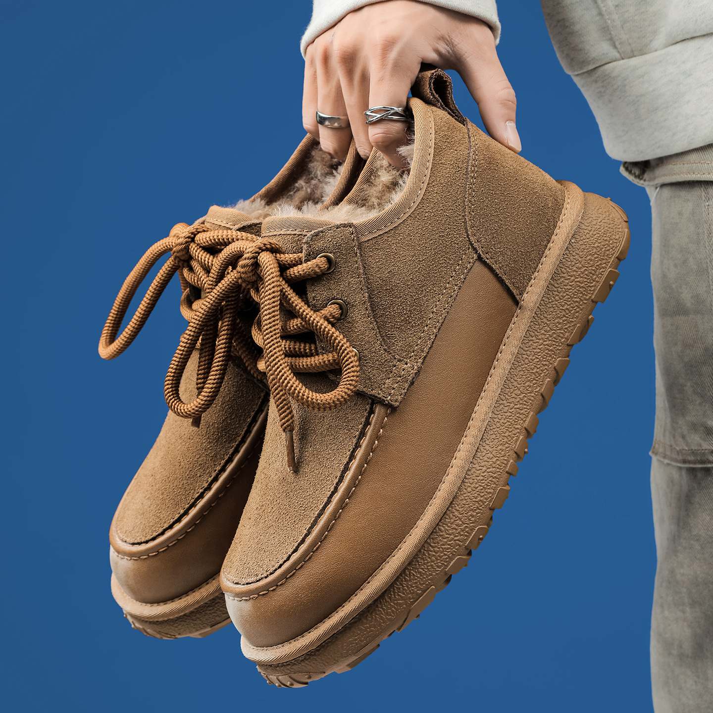 A258-X3957-P120东北冬季防寒情侣加绒雪地靴厚底增高保暖棉鞋，男装棉衣，电商A258