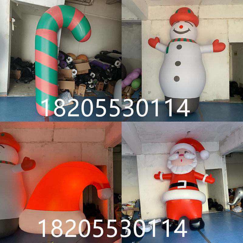 充气爬墙圣诞老人PVC闭气雪人圣诞帽气模 圣诞节拐杖棒棒糖圣诞袜