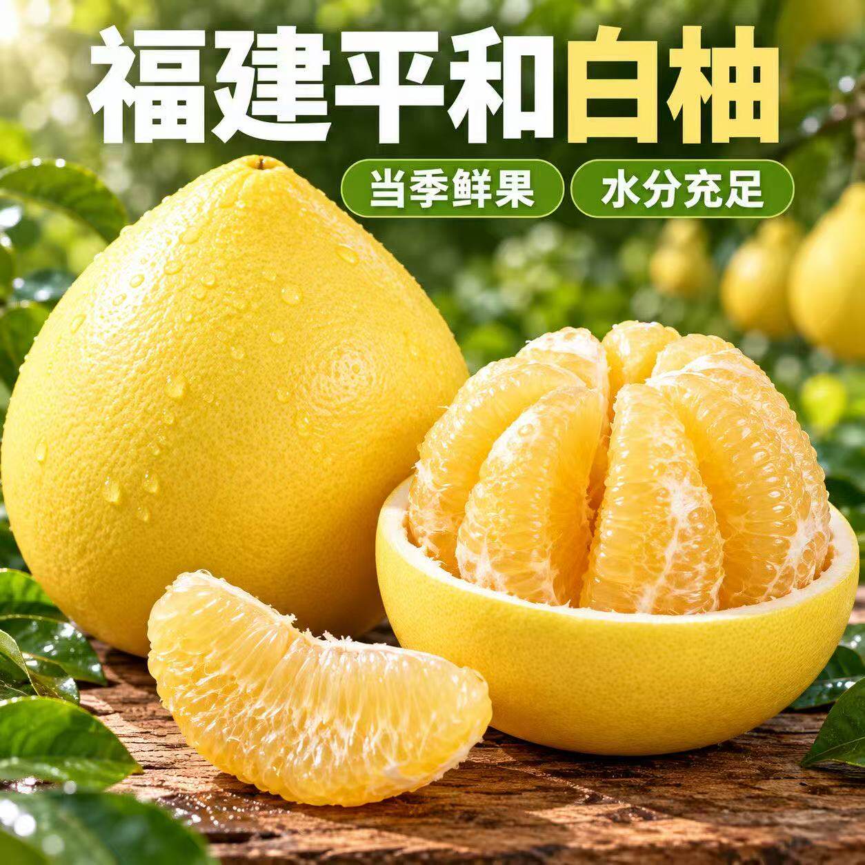 福建平和白柚新鲜白心蜜柚当季水果正宗琯溪蜜柚子包邮