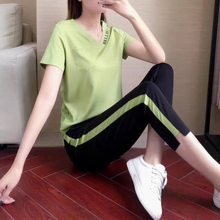女装薄款休闲运动服套装夏季新款韩版时尚短袖七分裤两件套