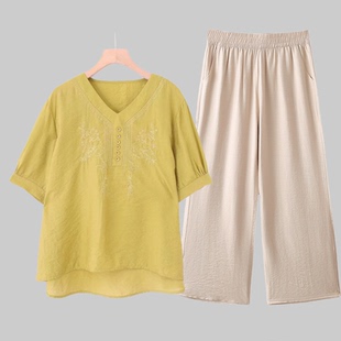 【时尚套装】中老年妈妈夏装薄款夏天透气老人衣服时尚短袖套装