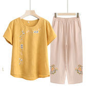 奶奶上衣绣花两件套套装 妈妈装 中老年女装 2026新款 宽松中国风夏季