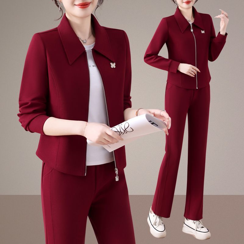 中老年春装时尚休闲套装女洋气妈妈春秋外套大码运动服两件套新款