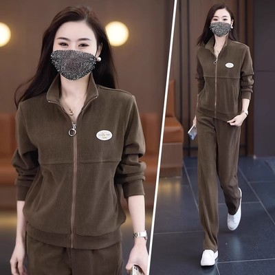 加绒加厚休闲运动服套装女2025秋冬爆款小个子开衫卫衣卫裤两件套