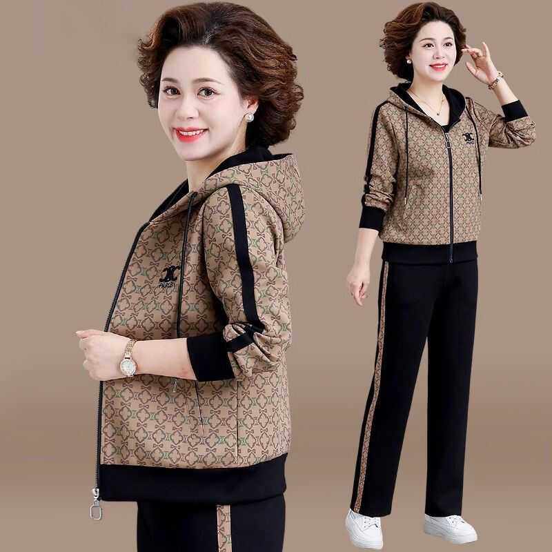 中年妈妈秋装运动服套装女2026新款中老年春秋外套上衣时尚两件套
